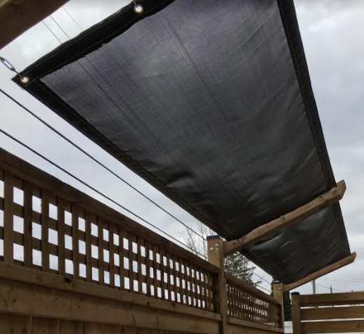 Shade panel added to the top of a fence