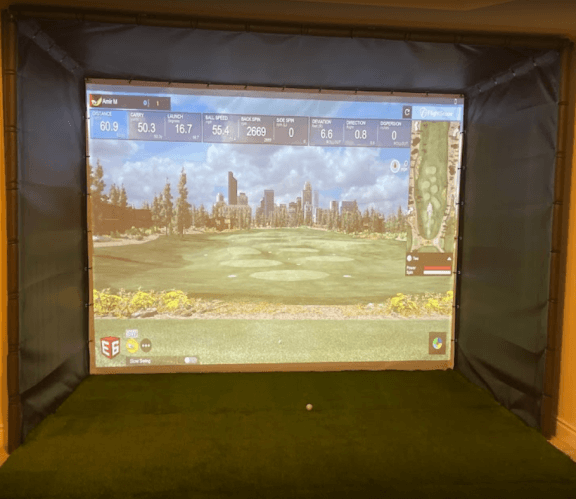 Golf Simulator projection screen with cage