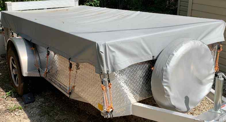 Grey fitted trailer tarp